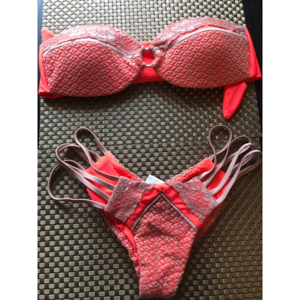 Beach Bunny- “It’s Electric” Coral Bikini Set
